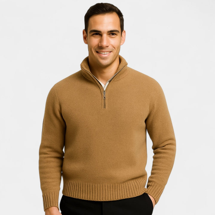 Men's Quarter Zip Jumper – Thermal Cotton Blend Knit
