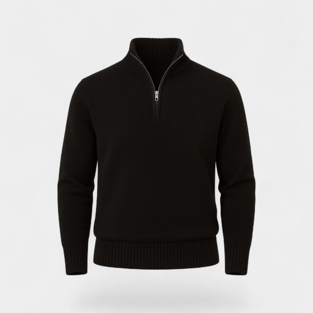 Men's Quarter Zip Jumper – Thermal Cotton Blend Knit