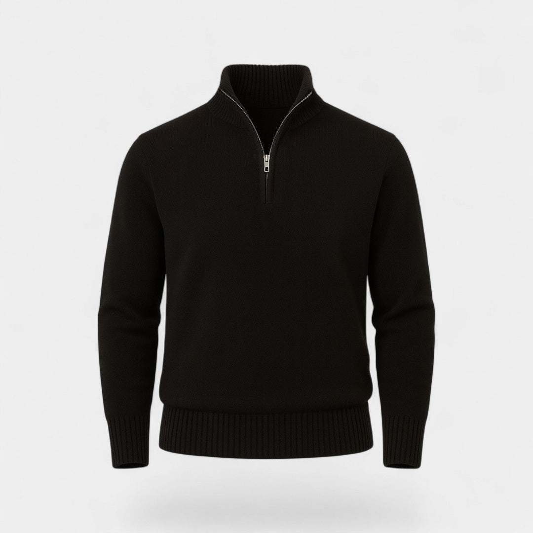Men's Quarter Zip Jumper – Thermal Cotton Blend Knit