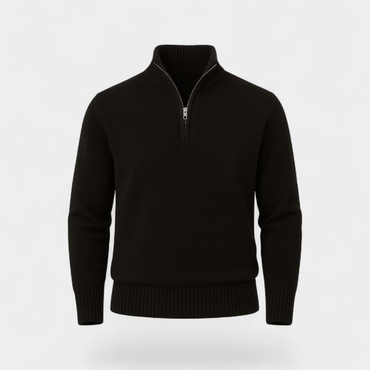 Men's Quarter Zip Jumper – Thermal Cotton Blend Knit