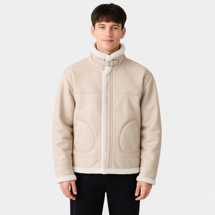 Men's Thick Lamb Cashmere Jacket – Classic Lapel Collar