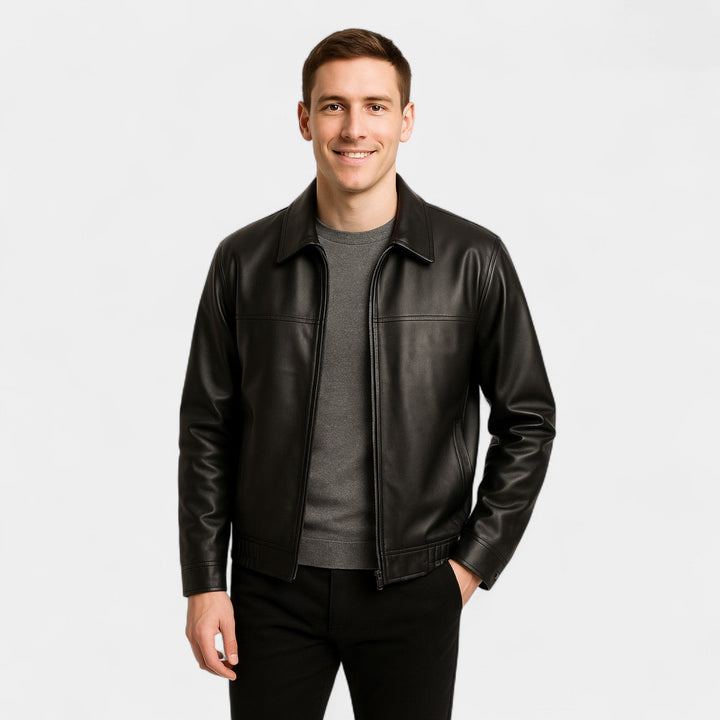 Men's PU Leather Jacket – Fitted with Stand Collar
