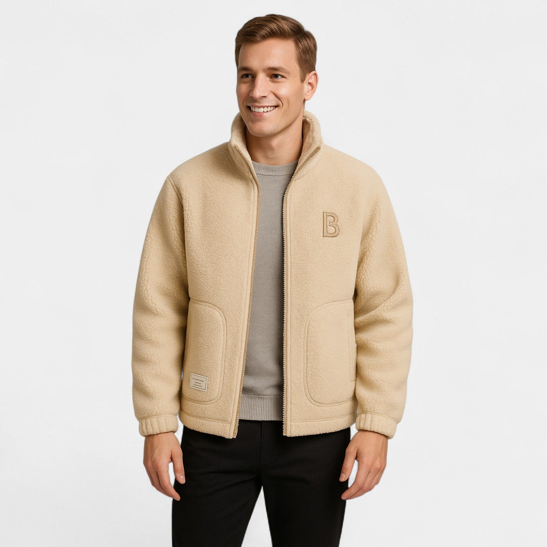 Men's Pure Cashmere Varsity Jacket – Ribbed Collar