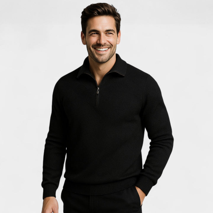 Men's Half Zip Jumper – Lapel Collar Relaxed Fit