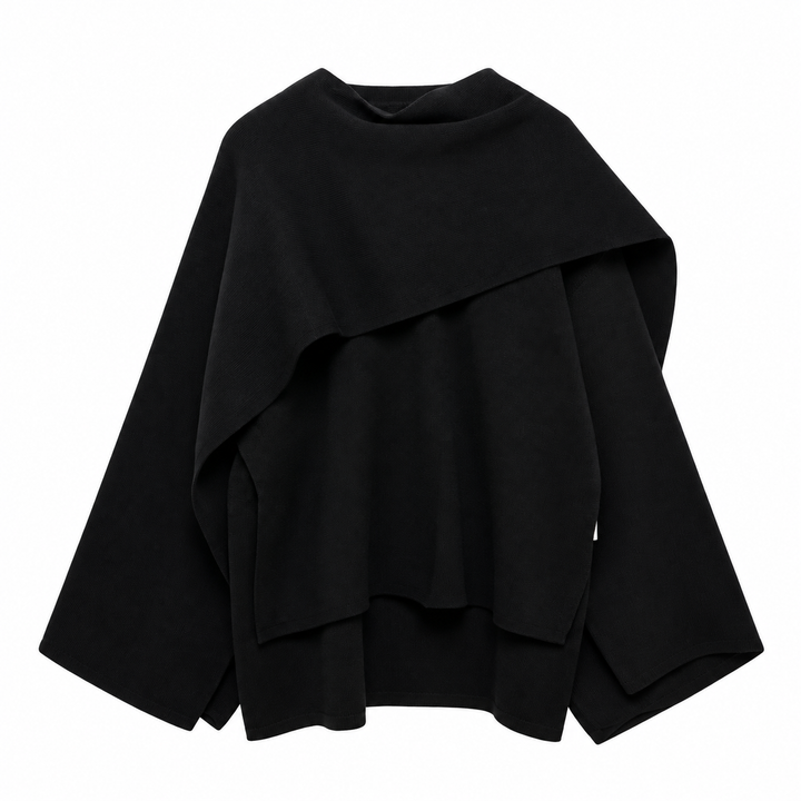Women's Cloak Style Coat – Relaxed Draped Silhouette