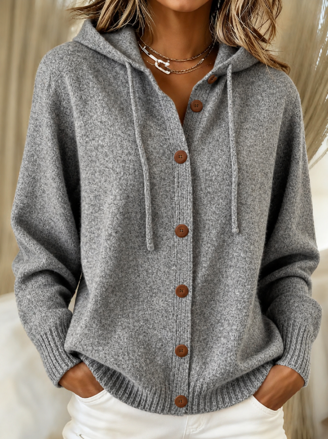 Women's Relaxed-Fit Cardigan Hoodie – 3D Digital Print, Extra Thick