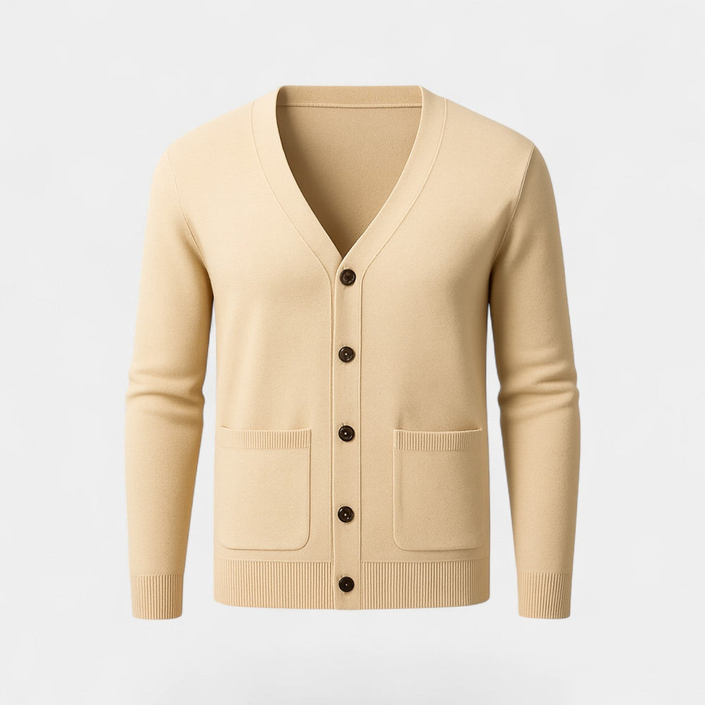 Men's Wool V-Neck Cardigan – Minimal Layering Knit