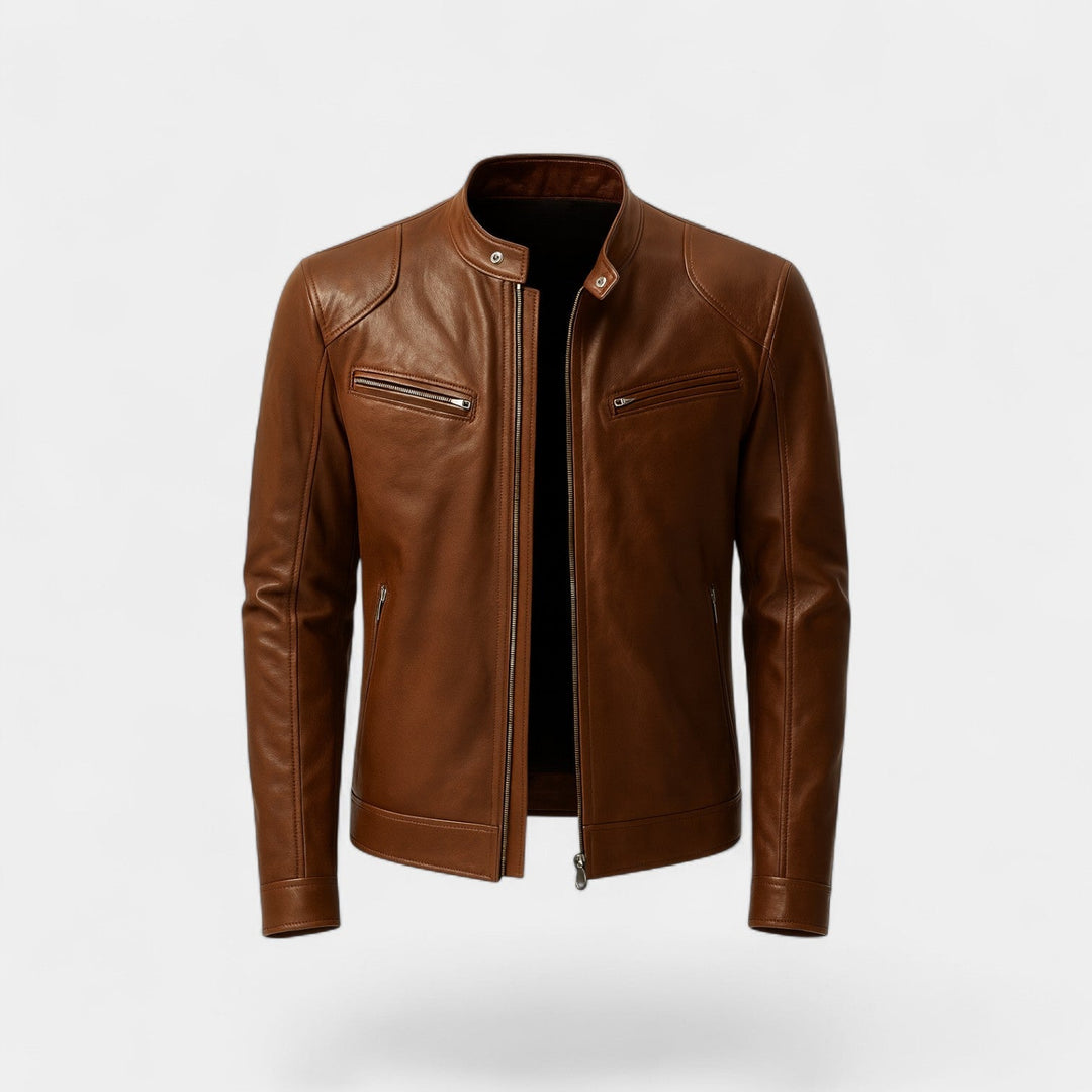 Men's Vegan Leather Biker Jacket – Slim Minimalist Cut