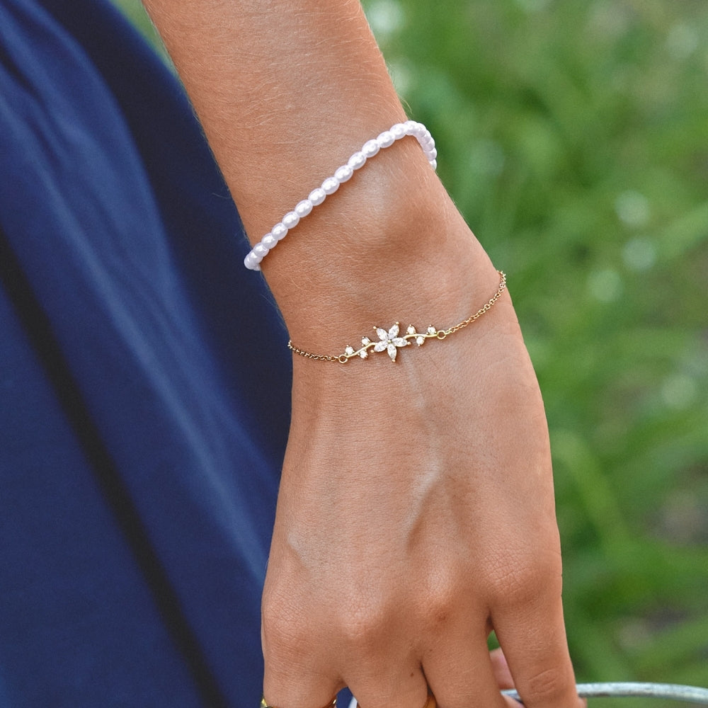 Gold-Tone Crystal Flower Bracelet