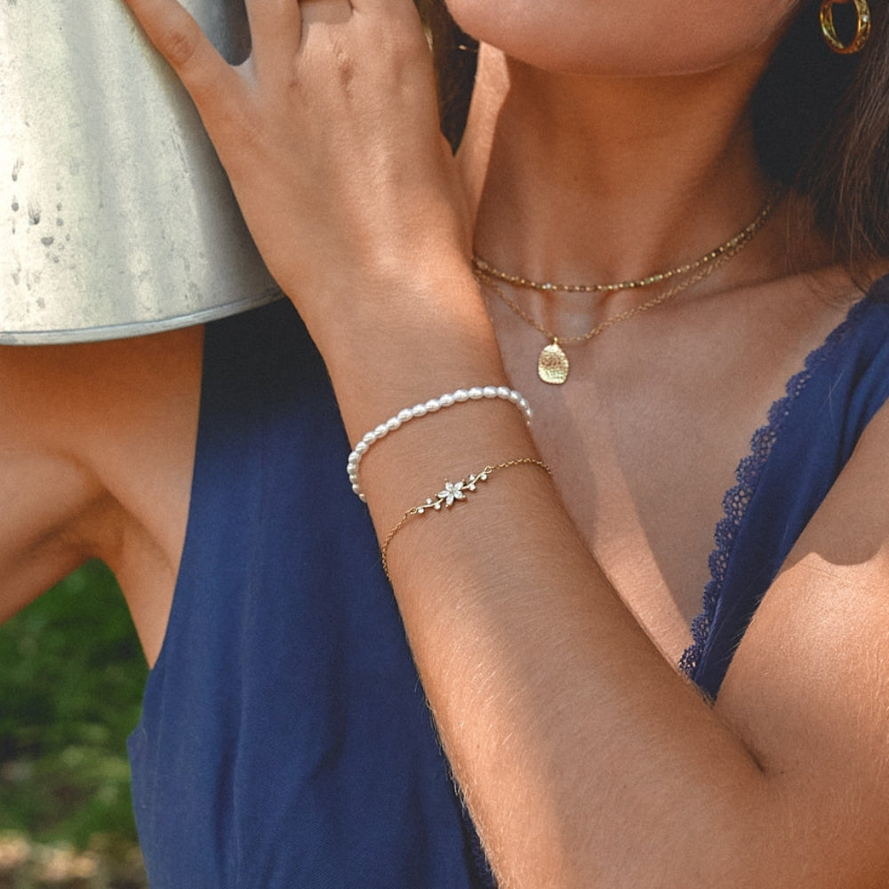 Gold-Tone Crystal Flower Bracelet