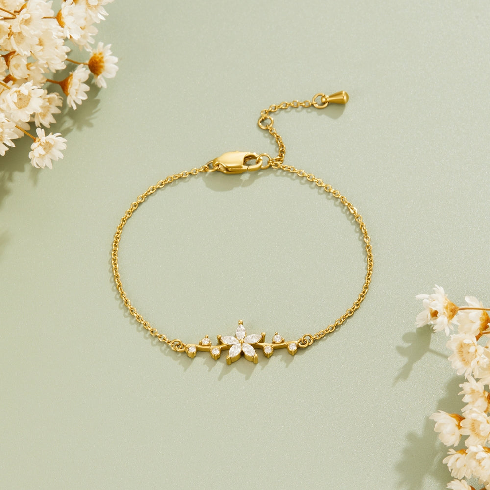 Gold-Tone Crystal Flower Bracelet