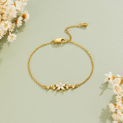 Gold-Tone Crystal Flower Bracelet