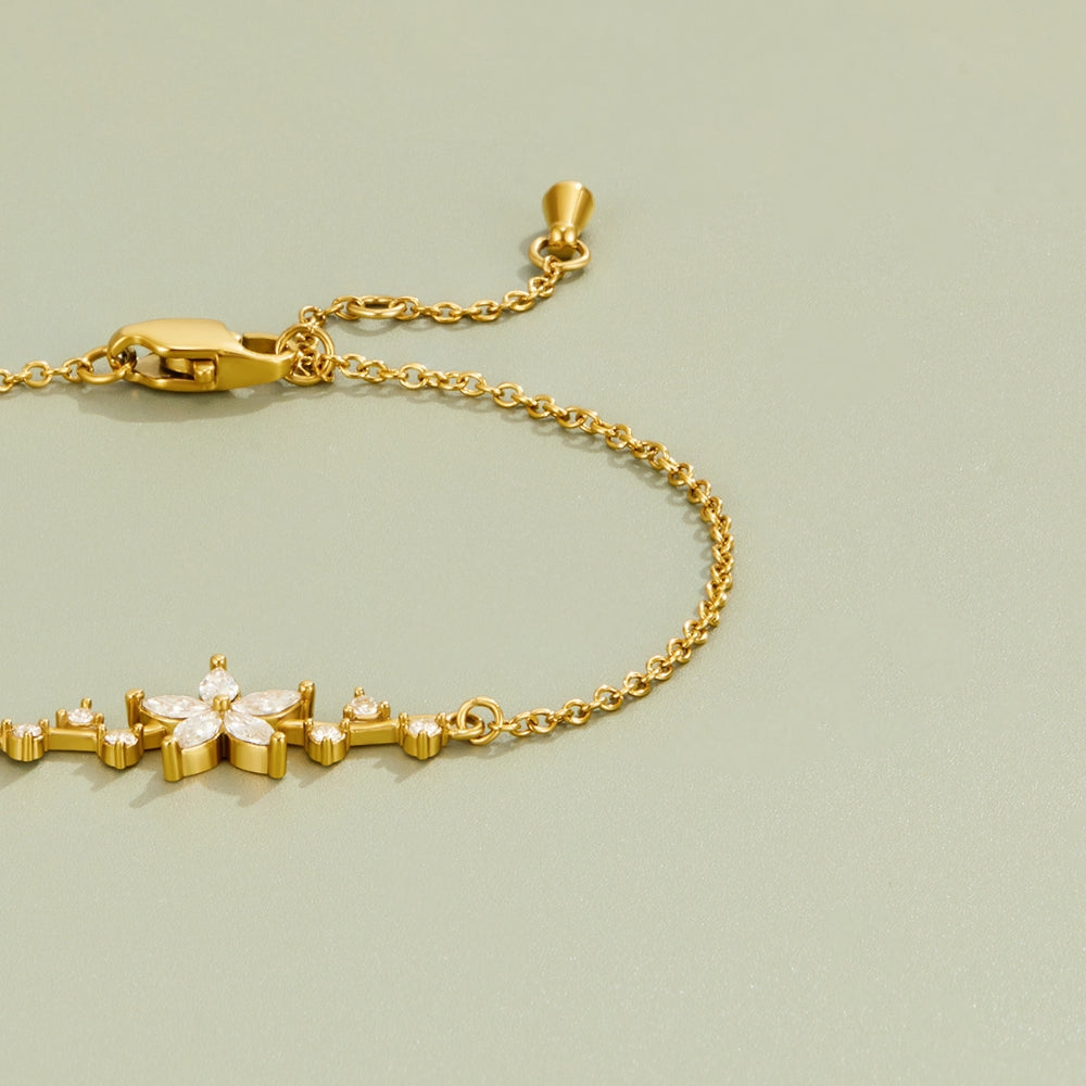 Gold-Tone Crystal Flower Bracelet