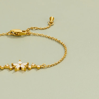 Gold-Tone Crystal Flower Bracelet