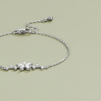 Silver-Tone Crystal Flower Bracelet