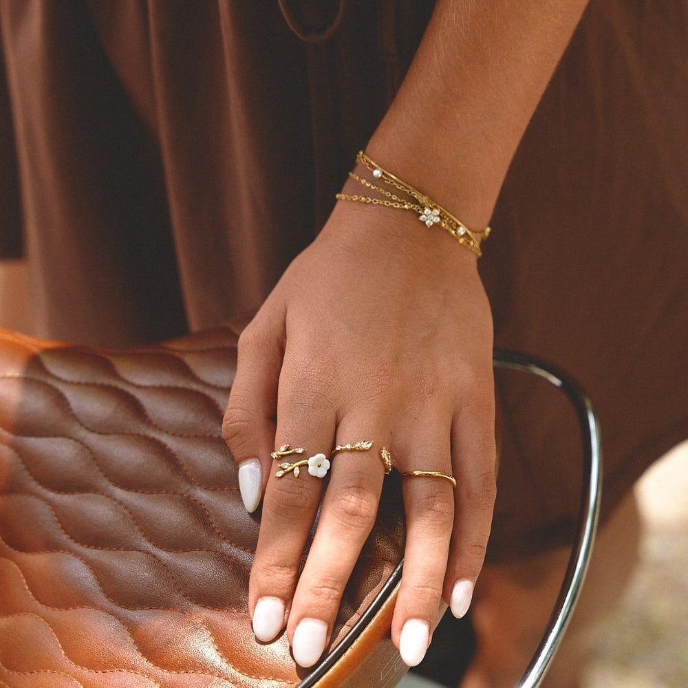 Elara Gold-Tone Crystal Bloom Bracelet