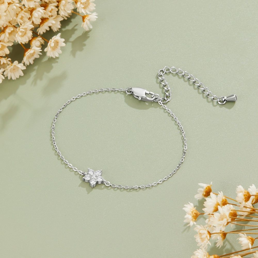Elara Silver-Tone Crystal Bloom Bracelet