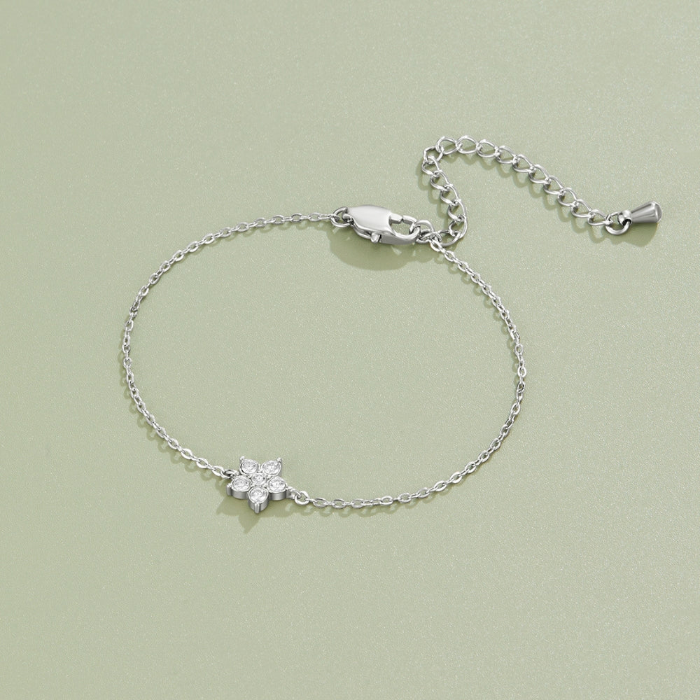 Elara Silver-Tone Crystal Bloom Bracelet