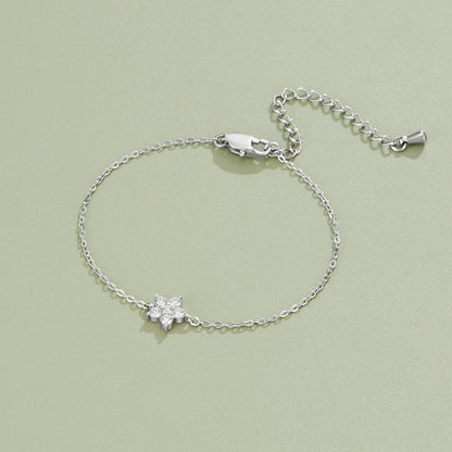 Elara Silver-Tone Crystal Bloom Bracelet