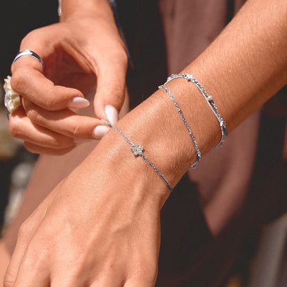 Elara Silver-Tone Crystal Bloom Bracelet