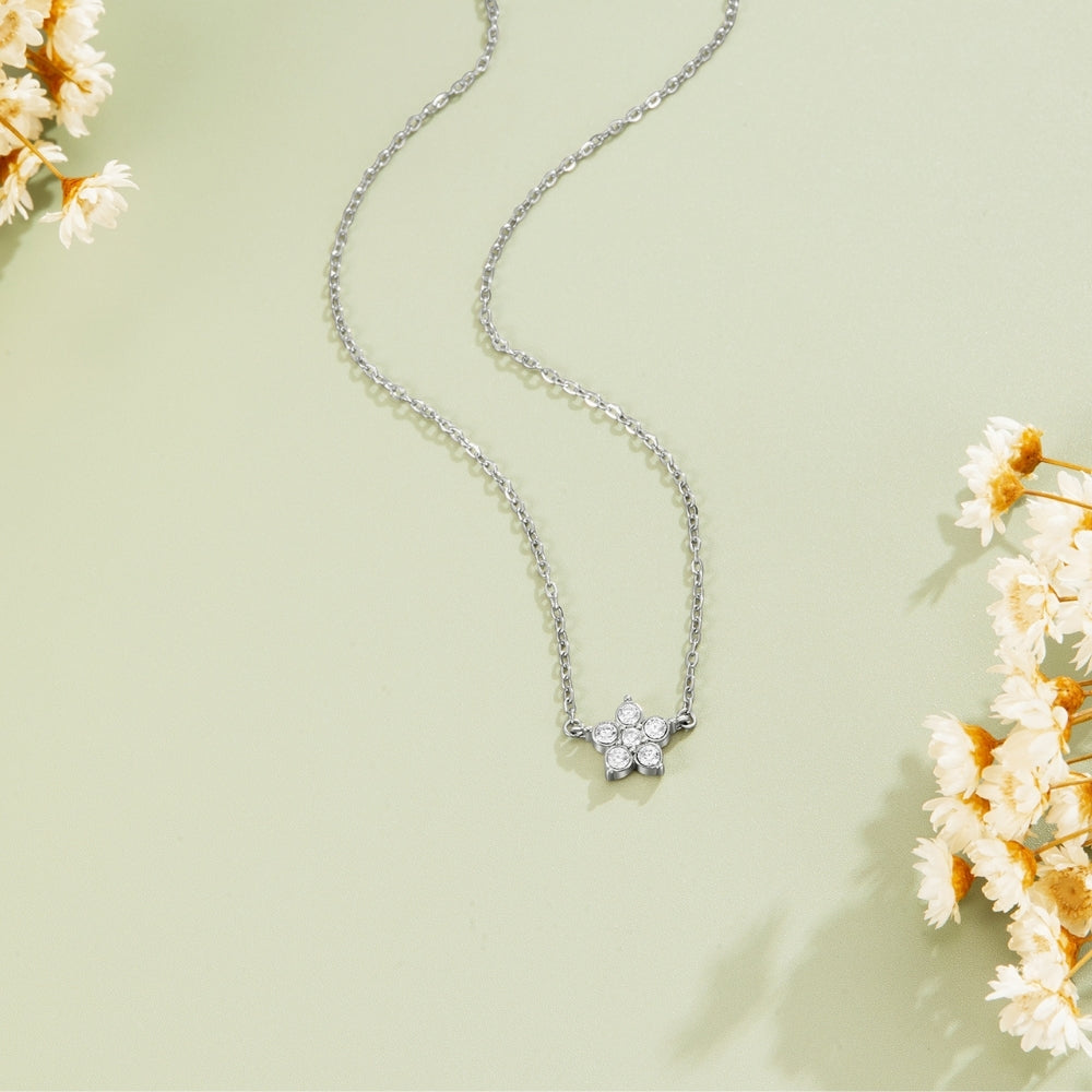 Elara Crystal Bloom Silver-Tone Necklace