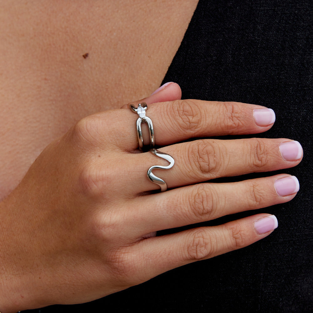 Eliza Silver-Tone Link Chain Ring