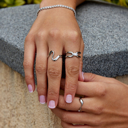 Eliza Silver-Tone Link Chain Ring