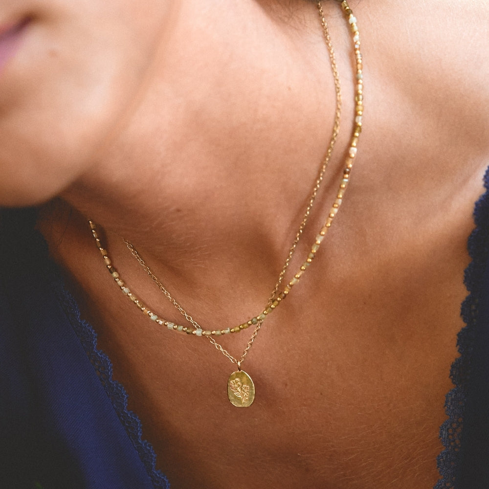 Engraved Wildflower Gold-Tone Necklace