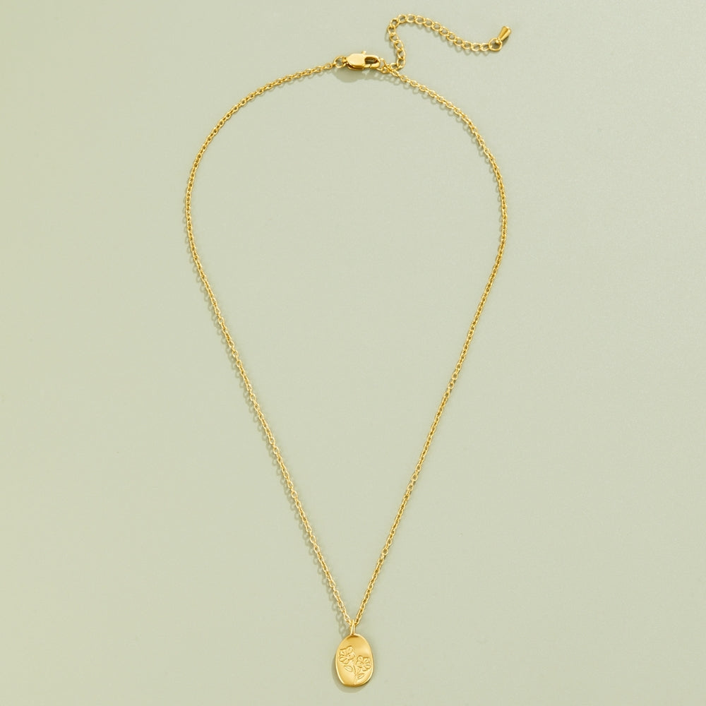 Engraved Wildflower Gold-Tone Necklace