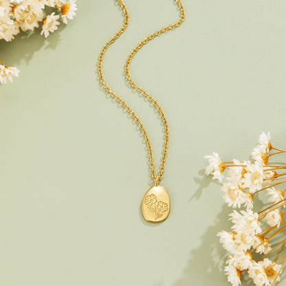 Engraved Wildflower Gold-Tone Necklace