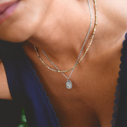 Engraved Wildflower Silver-Tone Necklace
