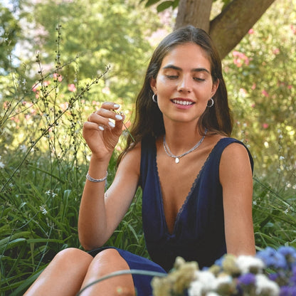 Engraved Wildflower Silver-Tone Necklace