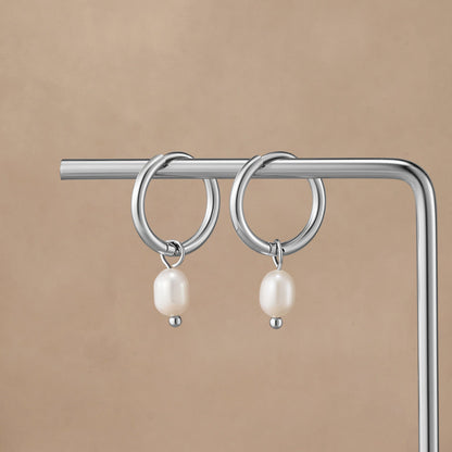 Freshwater Pearl Bella Silver-Tone Hoop Earrings