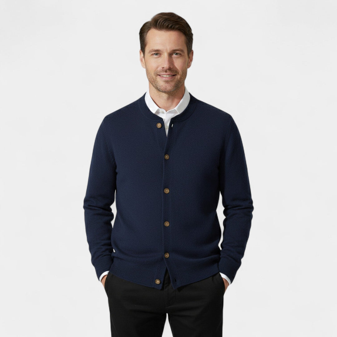 Men's Pure Cashmere Cardigan – Buttoned V Neck Knit