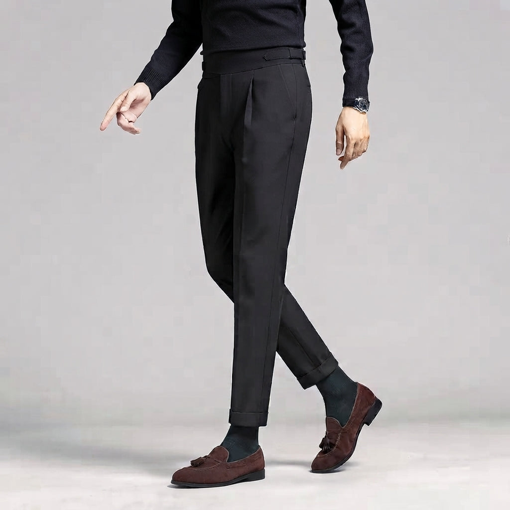 Men's Slim Fit High Waist Trouser – Modern Pleated Front