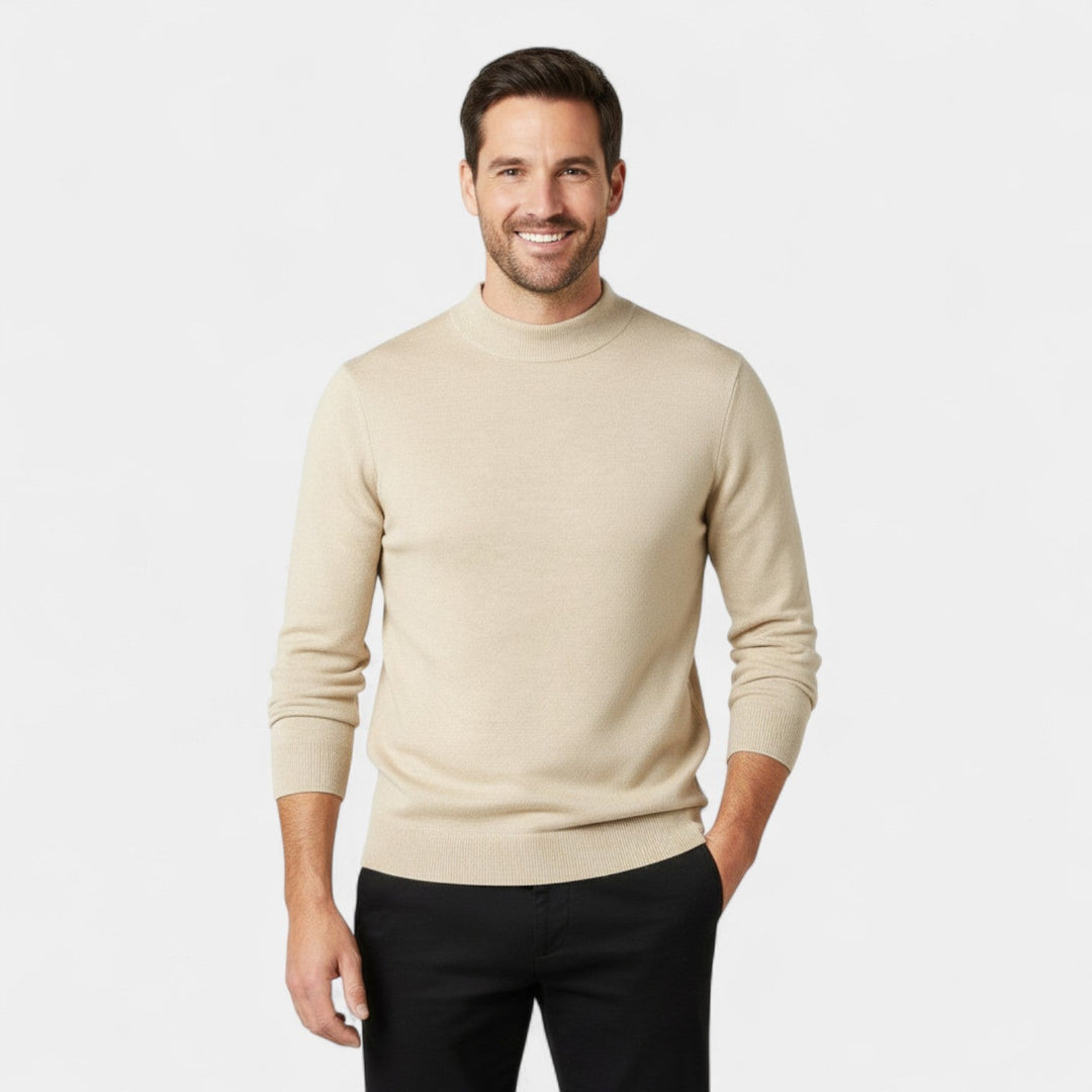 Men's Mock Neck Jumper – Smooth Minimalist Knit Layer