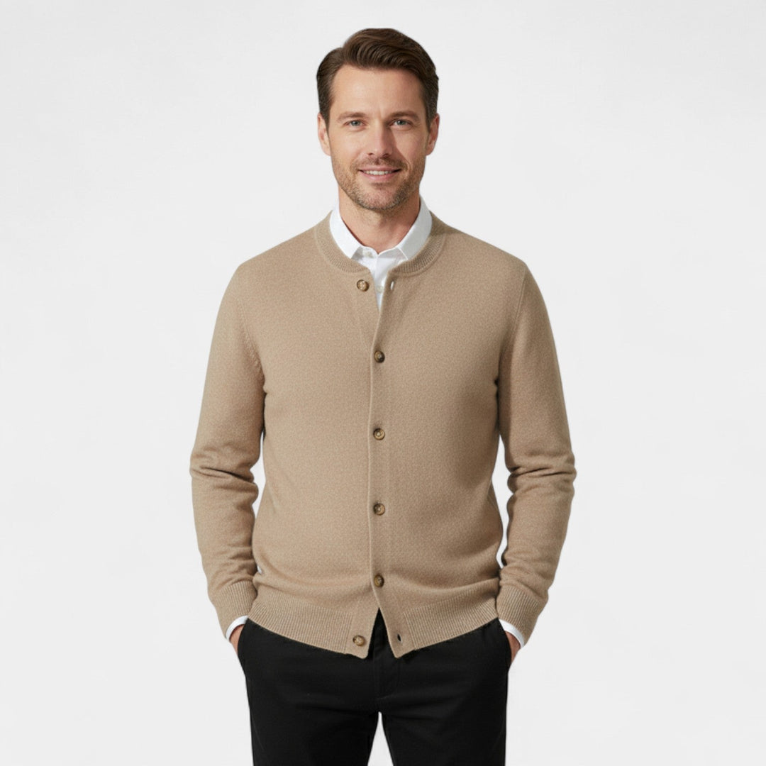 Men's Pure Cashmere Cardigan – Buttoned V Neck Knit