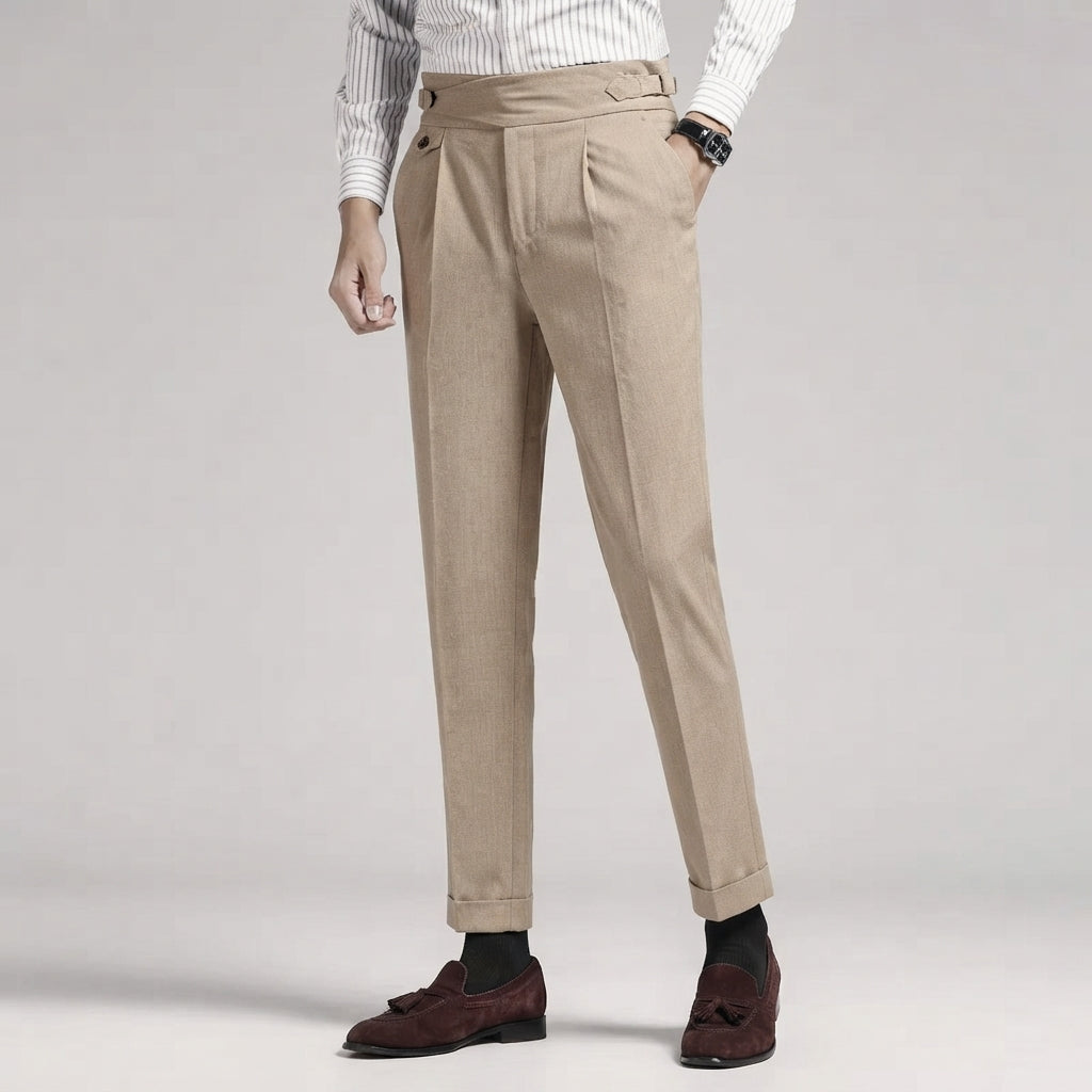 Men's Slim Fit High Waist Trouser – Modern Pleated Front
