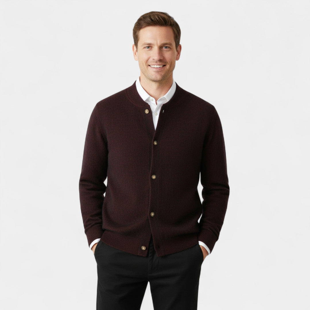 Men's Pure Cashmere Cardigan – Buttoned V Neck Knit