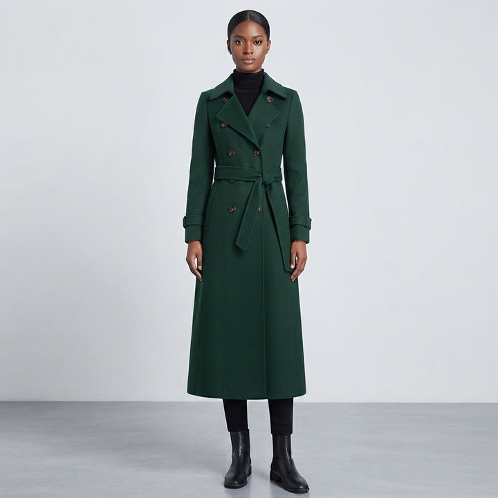 Wool Overcoat for Women – Knee-Length Padded Wool Coat with Lining