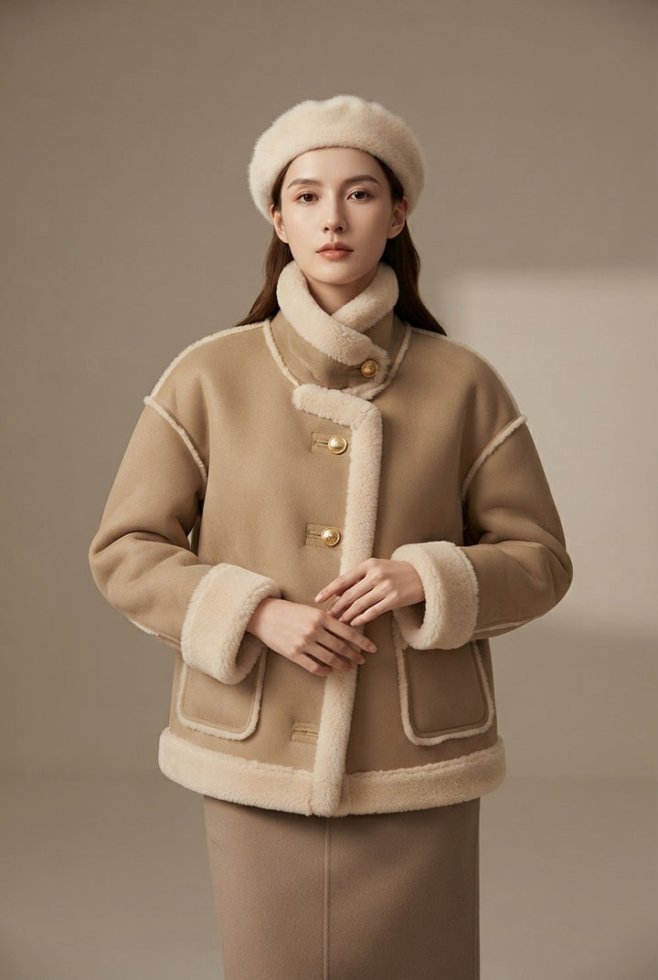 Women's Suede-Look Coat – Loose Fit Temperament Style
