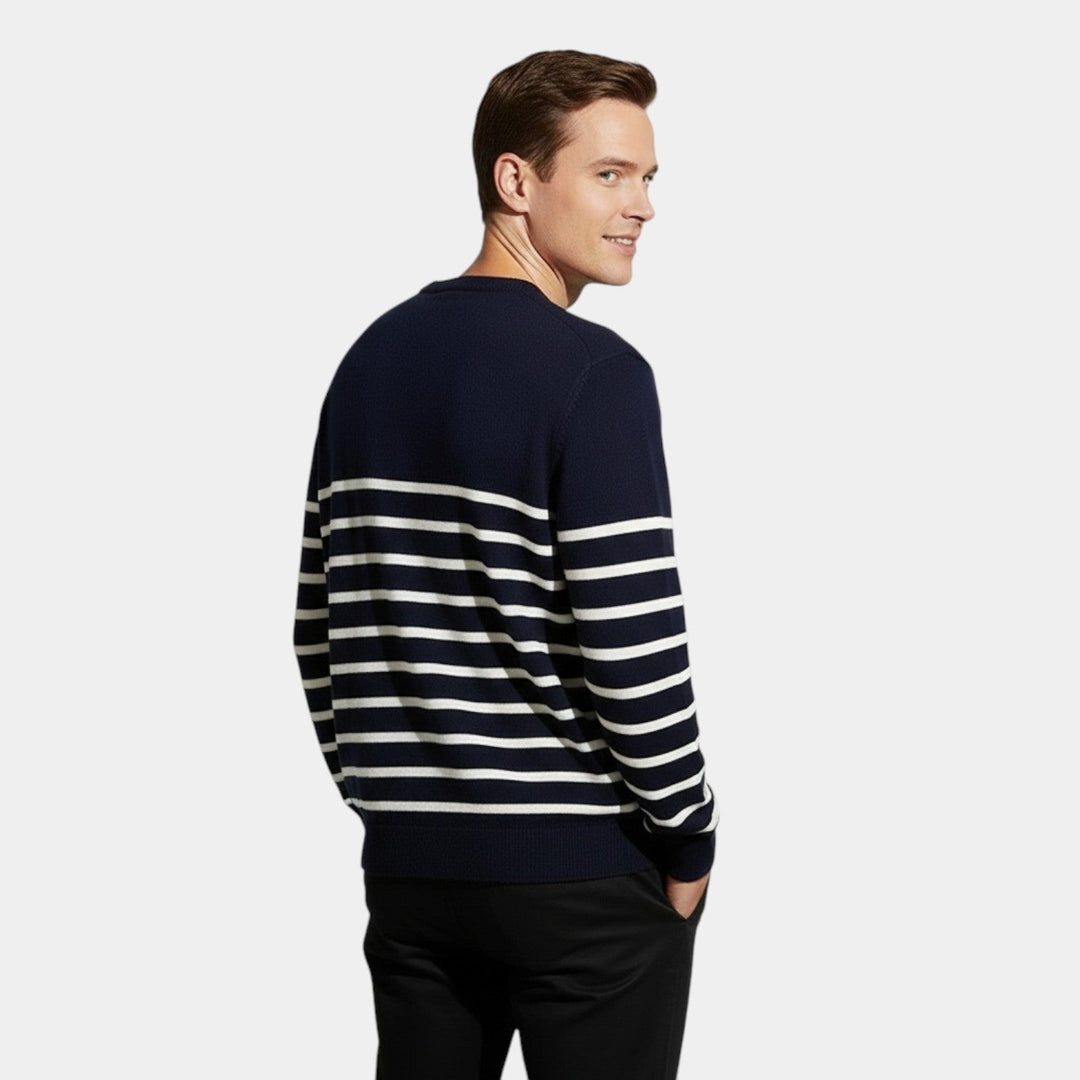 Men's Striped Knit Jumper – Crew Neck in a Loose Fit