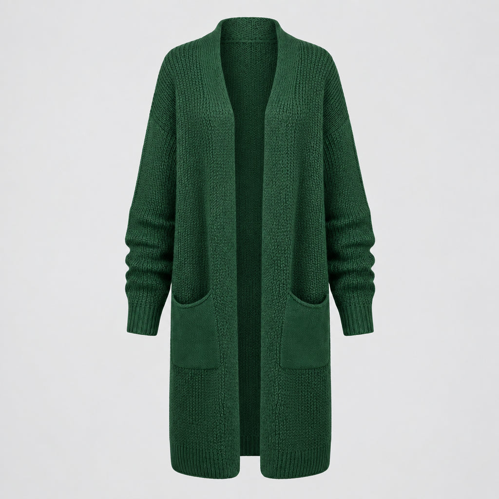 Men's Cardigan Sweater – Knit Cotton Blend, Loose Fit, Side Pockets