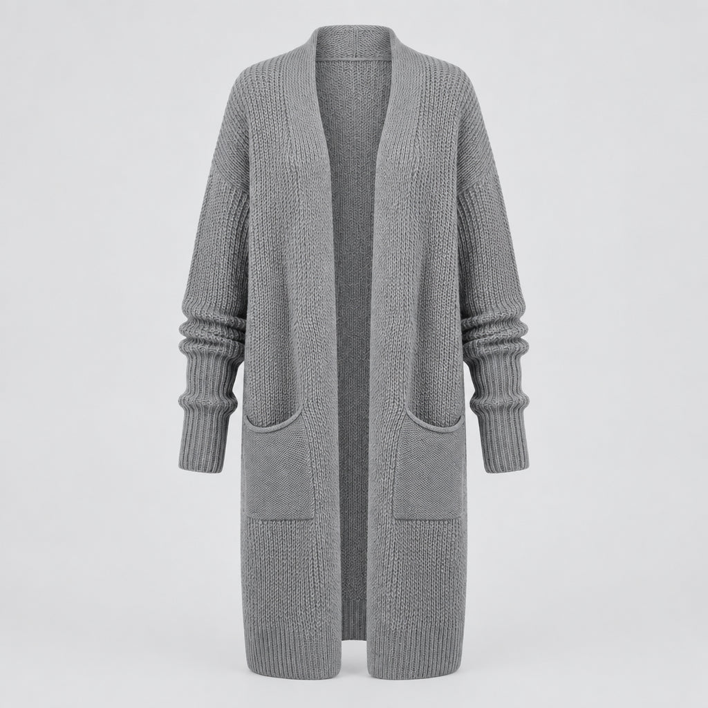 Men's Cardigan Sweater – Knit Cotton Blend, Loose Fit, Side Pockets