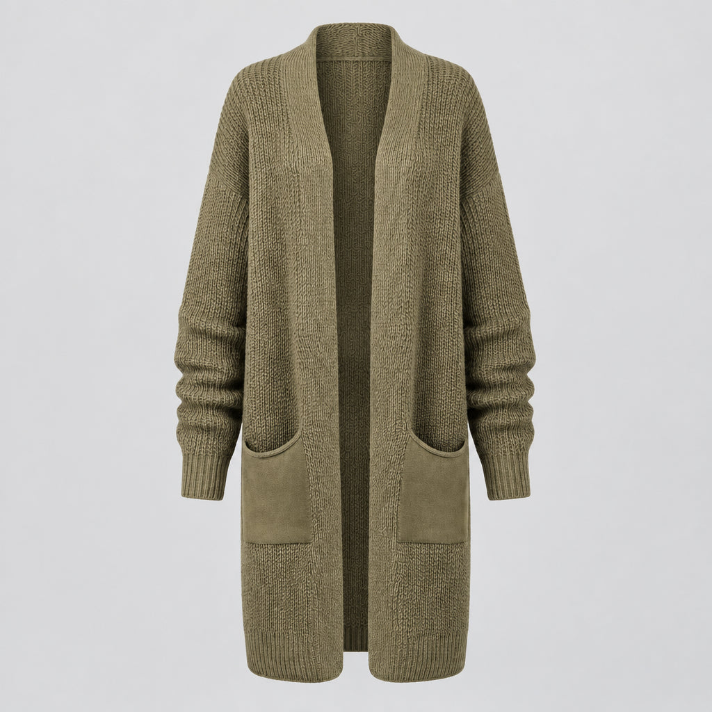 Men's Cardigan Sweater – Knit Cotton Blend, Loose Fit, Side Pockets