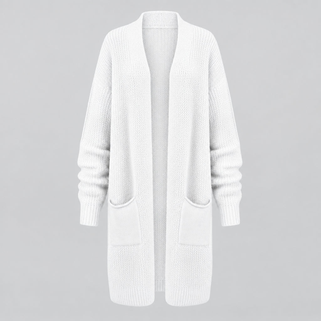 Men's Cardigan Sweater – Knit Cotton Blend, Loose Fit, Side Pockets