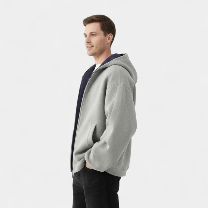 Men's Hooded Cardigan – Double Zip in Technical Fabric