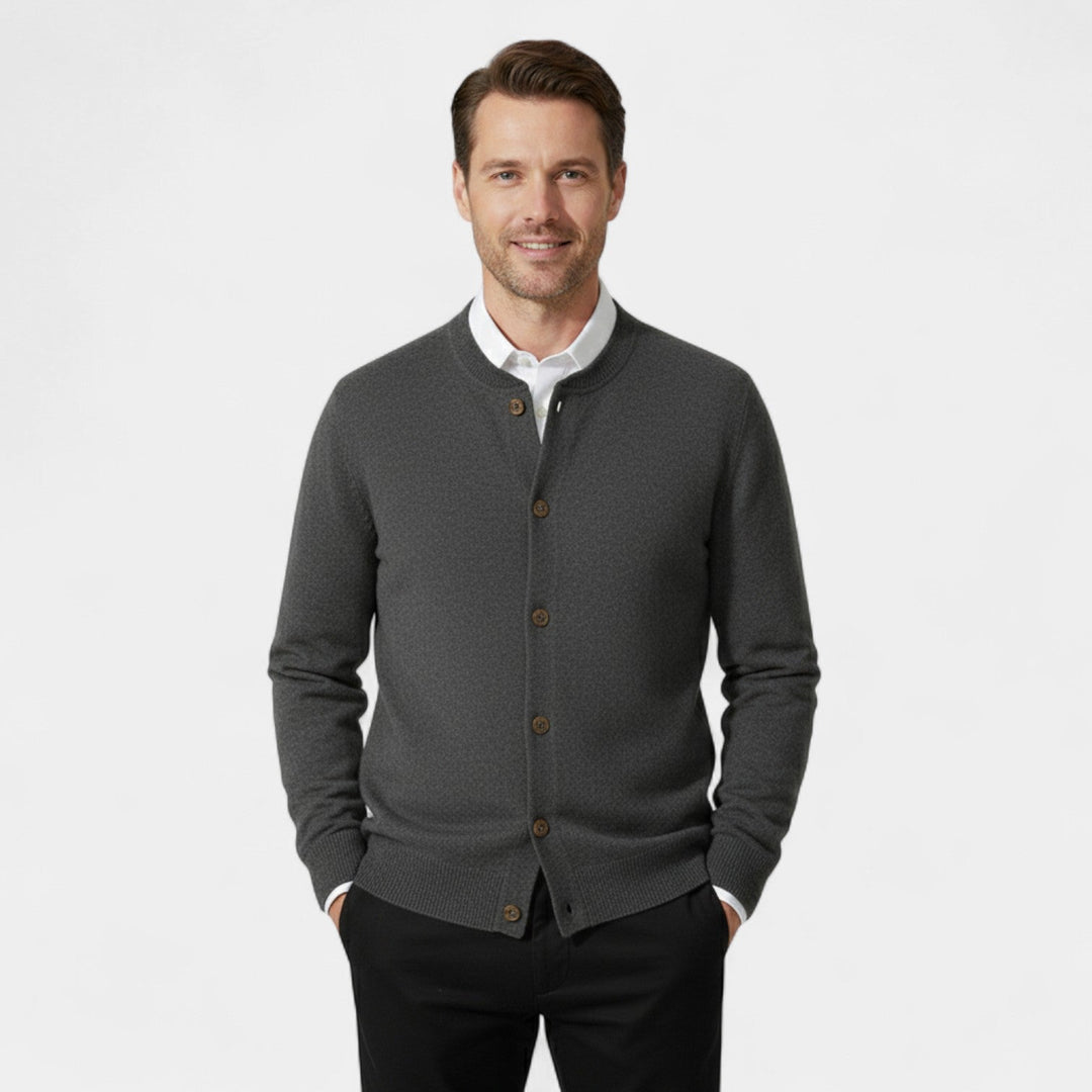 Men's Pure Cashmere Cardigan – Buttoned V Neck Knit