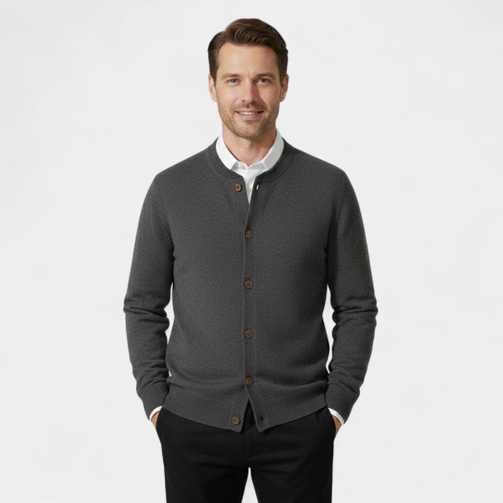 Men's Pure Cashmere Cardigan – Buttoned V Neck Knit