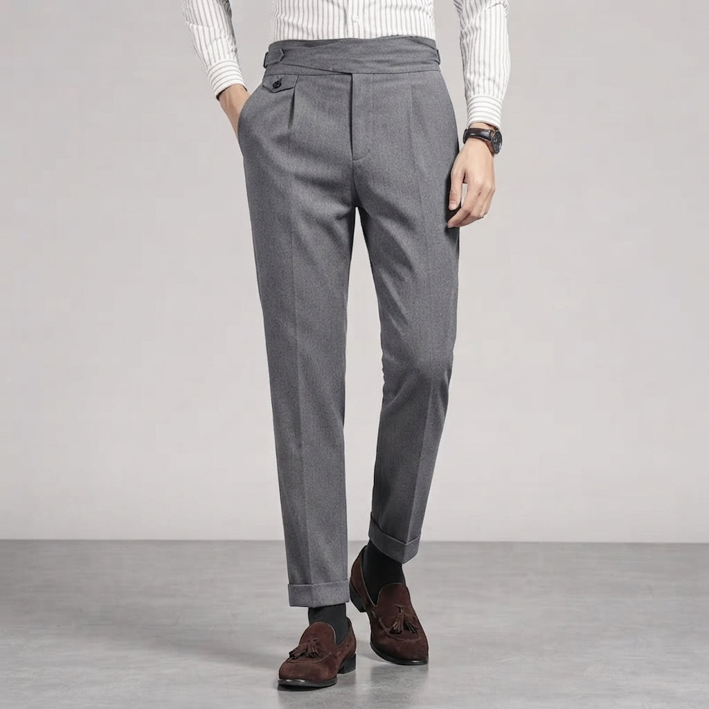 Men's Slim Fit High Waist Trouser – Modern Pleated Front
